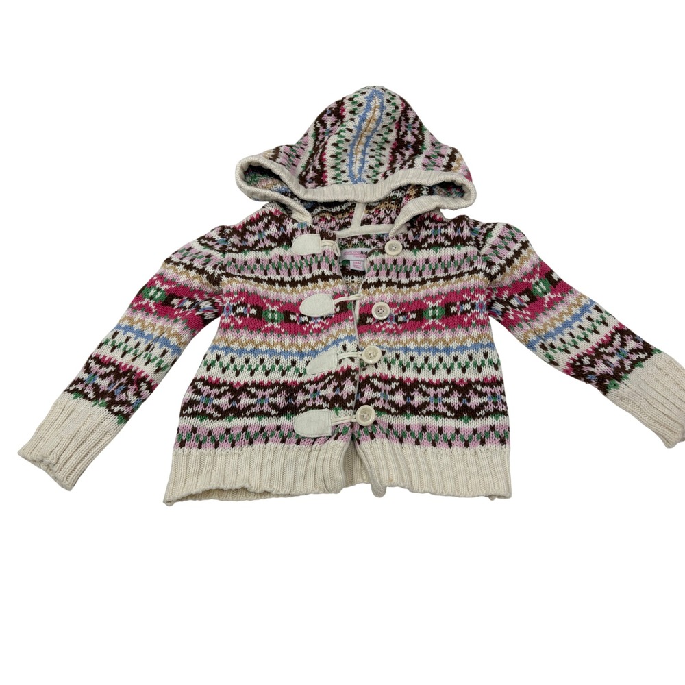 Genuine Kids from OshKosh Girls Fair Isle Hooded Toggle Cardigan Sweater 18M